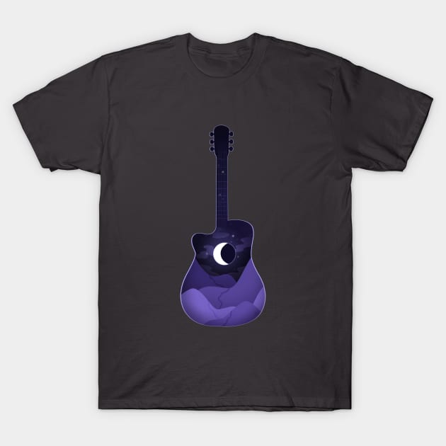 Moon Guitar T-Shirt by heysoleilart